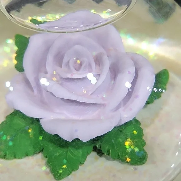Rare Vintage The San Francisco Music Box Company Purple Rose Glitter Snow Globe - Picture 3 of 6